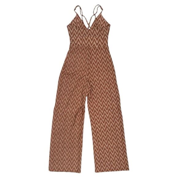 No Comment Women's Chevron Strappy Back Jumpsuit Multicolor Size Small - Picture 2 of 7